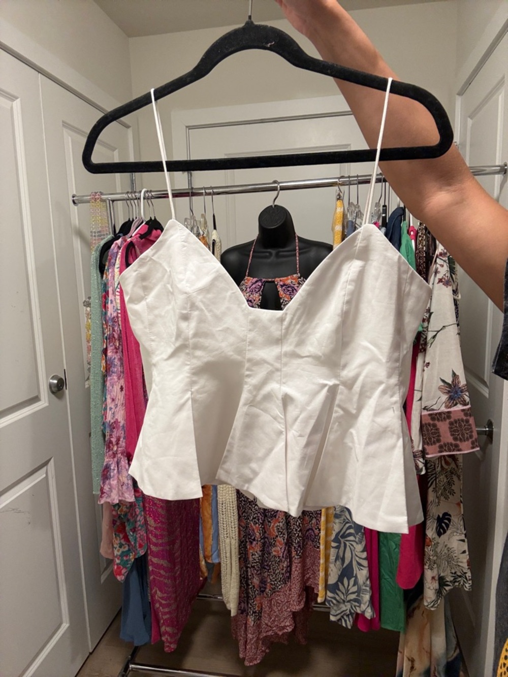 Zara White Spaghetti Strap cropped Peplum Top - Picture 10 of 16